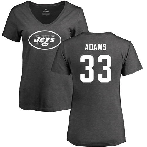 New York Jets Ash Women Jamal Adams One Color NFL Football #33 T Shirt